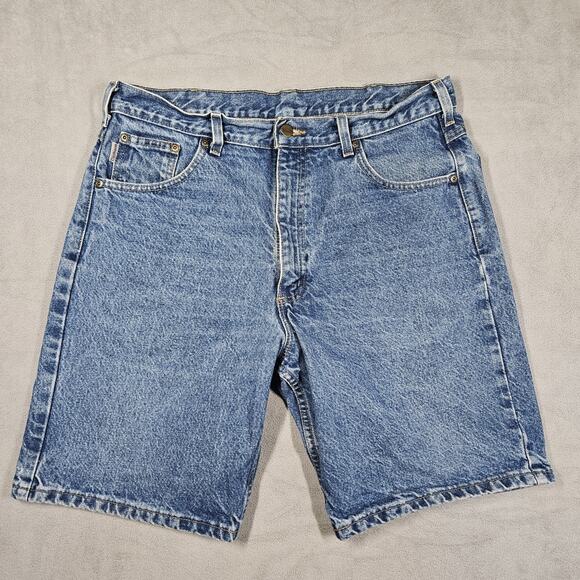 VTG Carhartt B26 DST Denim Shorts Men’s Size 36 (34) Blue Workwear Y2K Dadcore - Picture 1 of 11